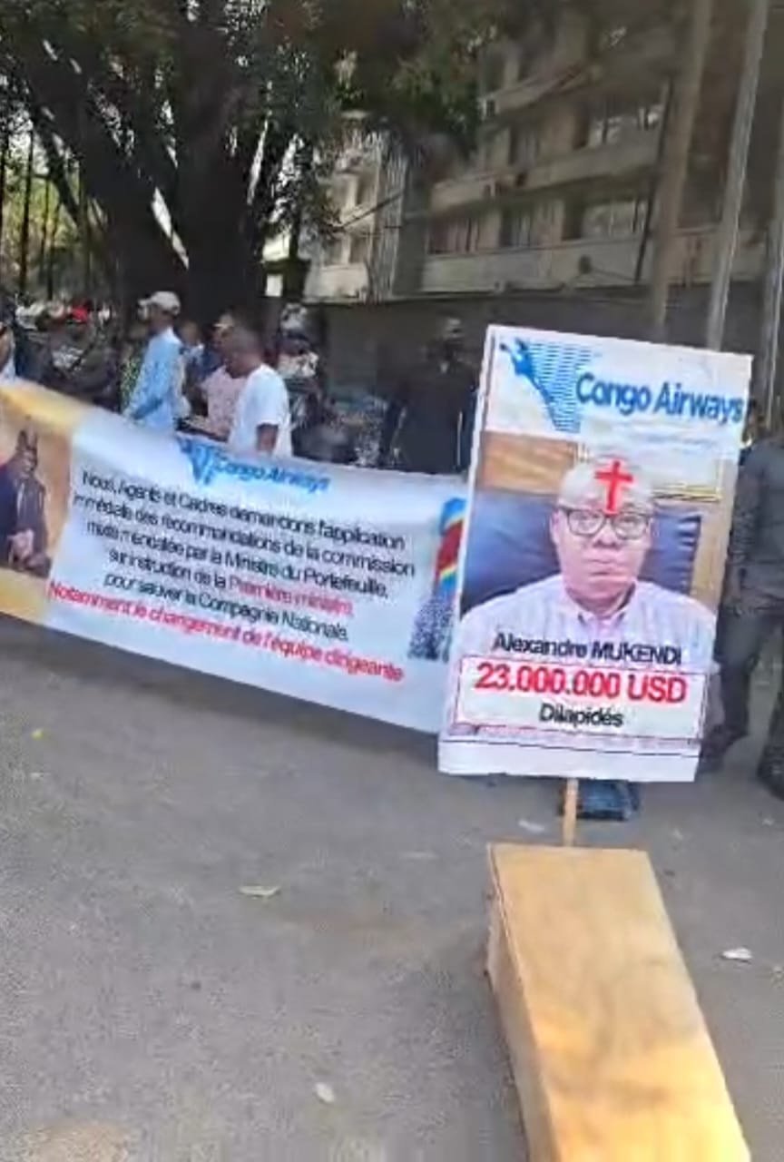 RDC/Détournement des fonds à Congo Airways : Les agents et cadres entament les manifestations par un sit-in à la primature